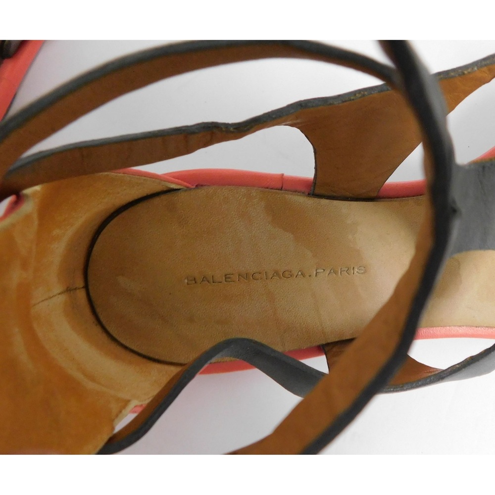 Balenciaga Gladiator‎ Gray Red Cut Out Flat Multi Leather Sandals Italy 37 - Picture 5 of 7